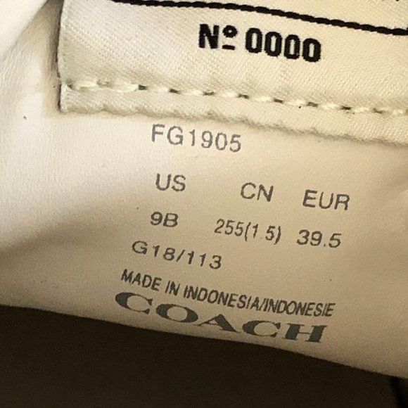 Coach Sneakers G1905 Beige Womens 9B Flats EUR 39.5 UK 7 Low Top Tan Navy Blue - Picture 5 of 12